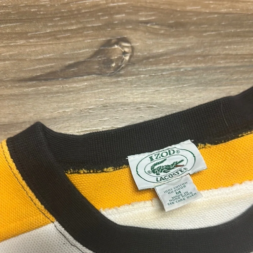 Vintage Izod Sweat Shirt Men Size M Black White Yellow Thick Cotton